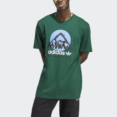 남성 originals Green 어드벤쳐 마운틴 프론트 티