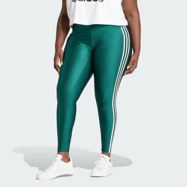 Women Originals Green 3-Stripes Leggings (Plus Size)