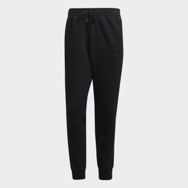 Men's Essentials Black Essentials French Terry Tapered-Cuff 3-Stripes Pants