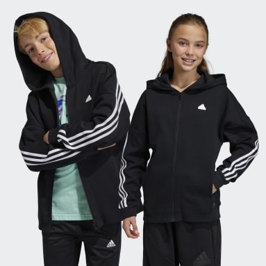 Kids Sportswear Black Future Icons 3-Stripes Full-Zip Hooded Track Top