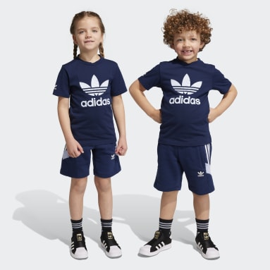 Children Originals Blue adidas Rekive Shorts and Tee Set