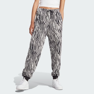 Spodnie dresowe Allover Zebra Animal Print Essentials Bialy