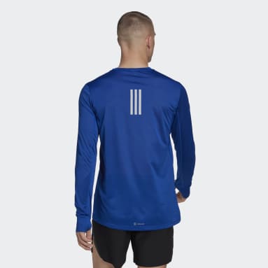 T-shirt Own the Run Long Sleeve Bleu Hommes Course