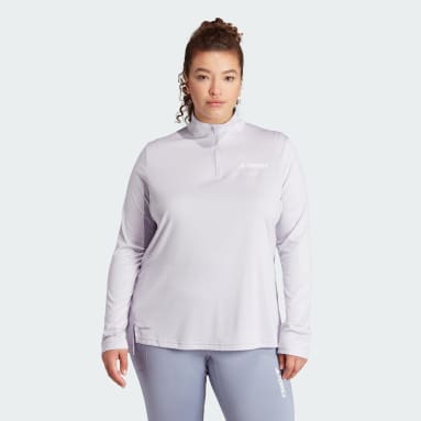 Terrex Multi Half-Zip Long Sleeve Tee (Plus Size) Fioletowy