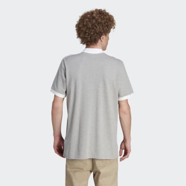 Polera con Cuello Adicolor Classics 3 Tiras Gris Hombre Originals