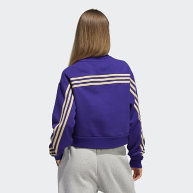 Women's Training Purple 3-Stripes Crew Sweatshirt