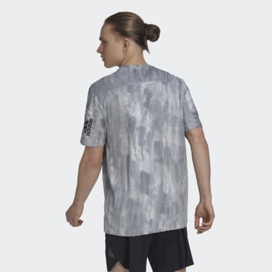 Heren Gewichtheffen grijs Workout Spray Dye T-shirt