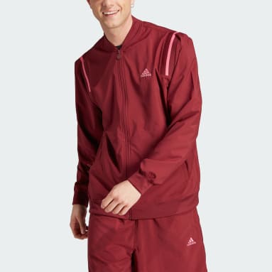 Men Sportswear Burgundy Scribble Jacket