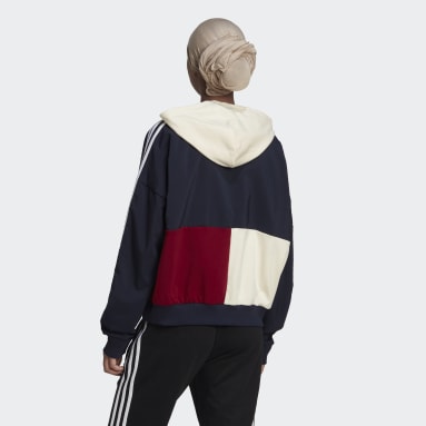 Essentials 3-Stripes Colorblock Full-Zip Hettegenser Blå