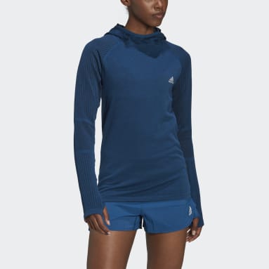 Women Running Blue X-City Running Knit Long Sleeve Sweatshirt