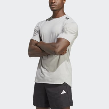 Men Gym & Training Grey Designed for Training T-Shirt
