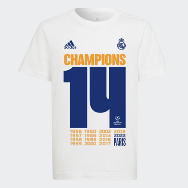 Boys Football White Real Madrid UCL Champions 2022 Tee