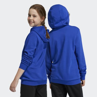 Sudadera con Gorro Essentials Logo Grande Algodón Azul Niño Sportswear