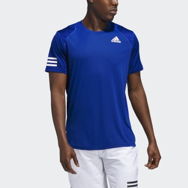 Men Tennis Blue Club Tennis 3-Stripes T-Shirt