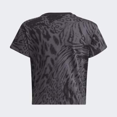 Mädchen Sportswear Future Icons Hybrid Animal Print Cotton Regular T-Shirt Grau