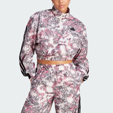 Casaca Future Icons 3 Tiras Tejida Cierre Corto Rosado Mujer Sportswear