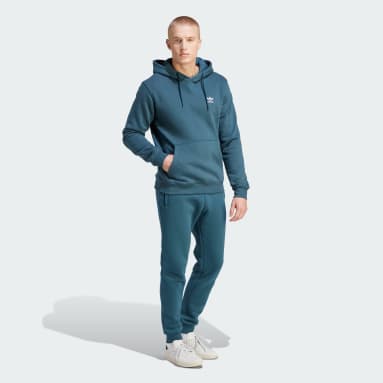 adidas Sweat-shirt à capuche Trefoil Essentials Turquoise Hommes Originals