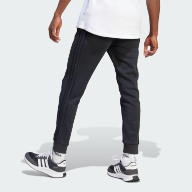 Men's Sportswear Black Essentials Fleece 3-Stripes Tapered Cuff Pants