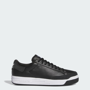 Adidas black leather sneakers online