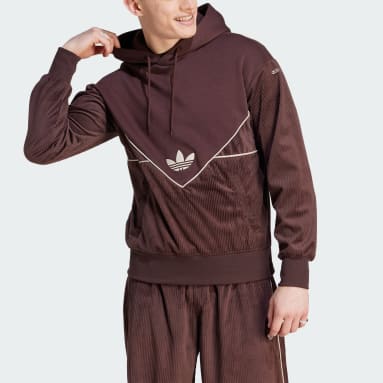 Men Originals Brown Adicolor Seasonal Corduroy Hoodie