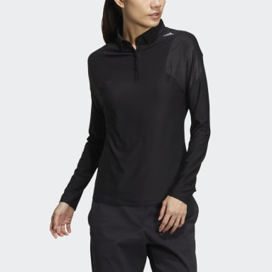 Women Golf Black 긴팔 스트레치 폴로 셔츠