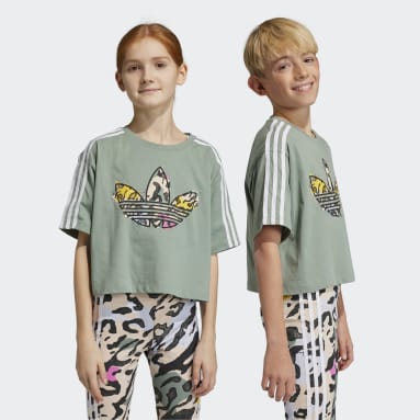 Playera Corta Animal Print Verde Niño Originals