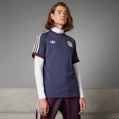 ผู้ชาย ฟุตบอล สีน้ำเงิน เสื้อยืด Spain Adicolor Classics 3-Stripes