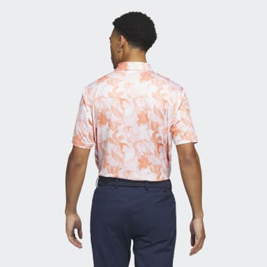 Men Golf Orange Floral Polo Shirt