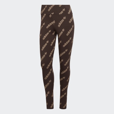 adidas Originals all over leopard print leggings in brown