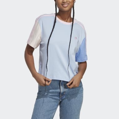 Women Sportswear Blue Essentials 3-Stripes Single Jersey Crop Top
