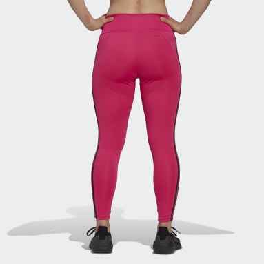 Calzas 7/8 Designed To Move 3 RayasTiro Alto Rosado Mujer Training