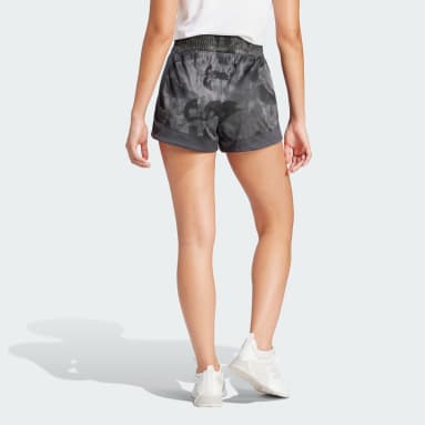 Women Gym & Training Grey Pacer Essentials AOP Flower Tie-Dye Knit Shorts