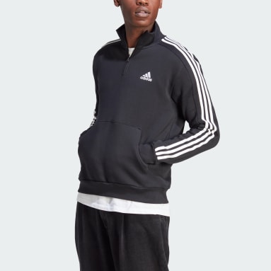 Herr Sportswear Svart Essentials Fleece 3-Stripes 1/4-Zip Sweatshirt