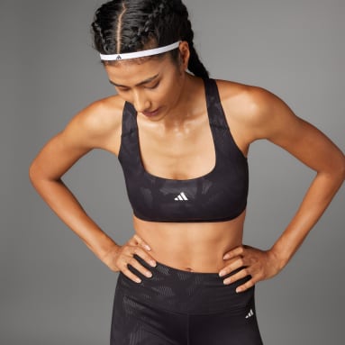 Adidas Sports Bra Womens XL Primegreen Black 3 Stripe Workout Running