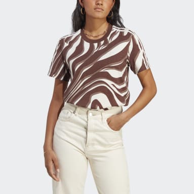 T-shirt à imprimé animal abstrait intégral Marron Femmes Originals