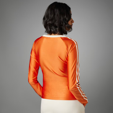 Dam Originals Orange Adicolor 70s Long sleeve V-neck T-shirt