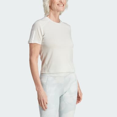 Frauen Fitness & Training Train Essentials Train Cotton 3-Streifen Crop T-Shirt Grau