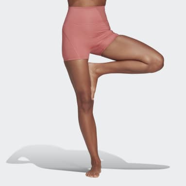Mallas Cortas Yoga Studio Luxe Fire Corte Muy Alto Rojo Mujer Training
