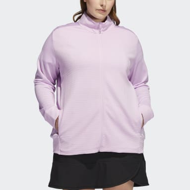 Women Golf Purple Textured Full-Zip Jacket (Plus Size)
