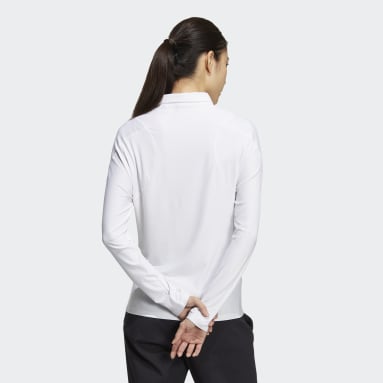 Women Golf White Long Sleeve Stretch Polo Shirt