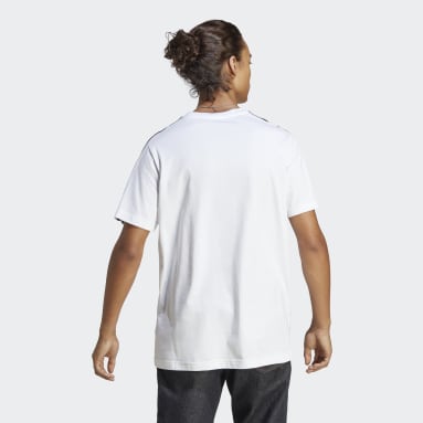 Camiseta Essentials Single Jersey 3 bandas Blanco Hombre Sportswear
