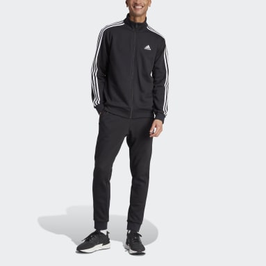 Men Sportswear Black Basic 3-Stripes Fleece Track Suit