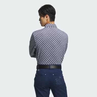 ผู้ชาย กอล์ฟ สีน้ำเงิน เสื้อโปโลแขนยาวพิมพ์ลาย AEROREADY Play Green