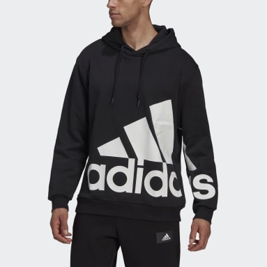 Mænd Sportswear Sort Essentials Giant Logo Fleece hættetrøje