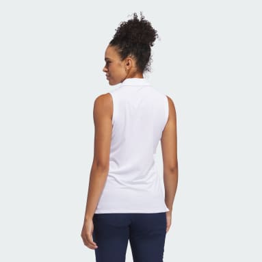 Women Golf White Ultimate365 Solid Sleeveless Polo Shirt