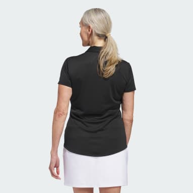 Women's Golf Black Women's Solid Performance Short Sleeve Polo Shirt