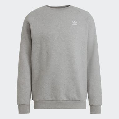 Men Originals Grey Adicolor Essentials Trefoil Crewneck Sweatshirt