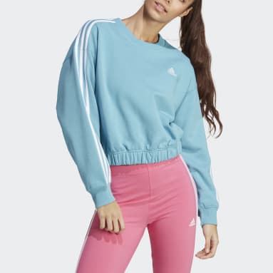 Women Sportswear Blue Essentials 3-Stripes Crop Sweatshirt