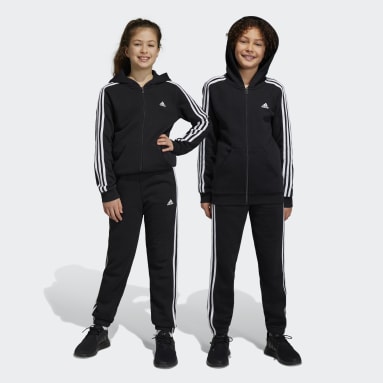 Kinder Sportswear Essentials 3-Streifen Fleecehose Schwarz