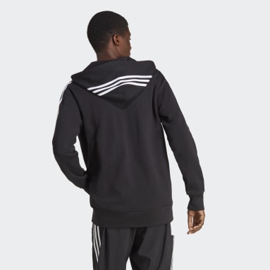 Men's Sportswear Black Essentials French Terry 3-Stripes Full-Zip Hoodie